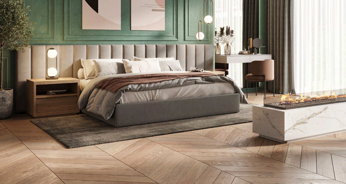 Ungarisches Chevron 60° – Dielenansicht