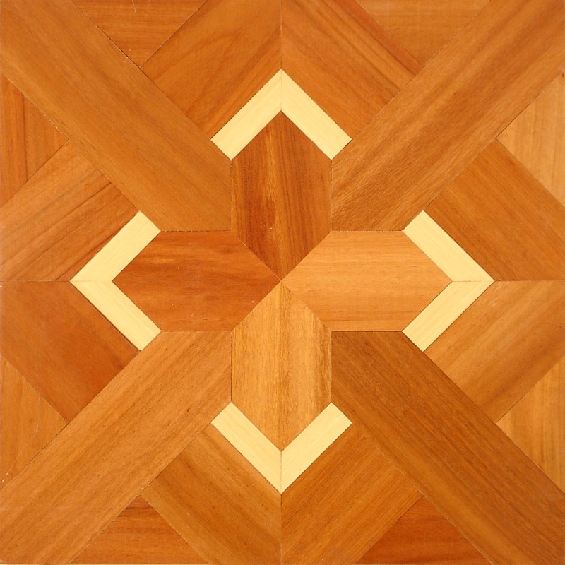 Geometrische Flechttafel – Kirschbaum & Ahorn, Tafelparkett mit Flechtmotiv