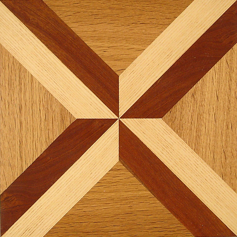 Kreuzstern Tafel – Eiche, Ahorn & Kirsche, Geometrische Tafelintarsie